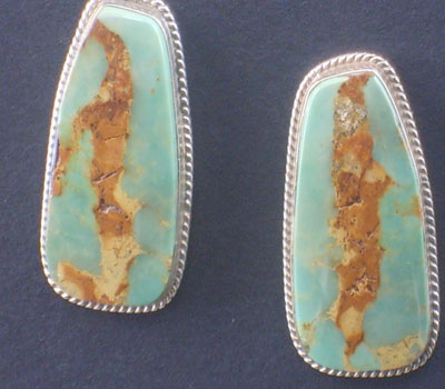 Native American Earrings Turquoise Clip M. LEE